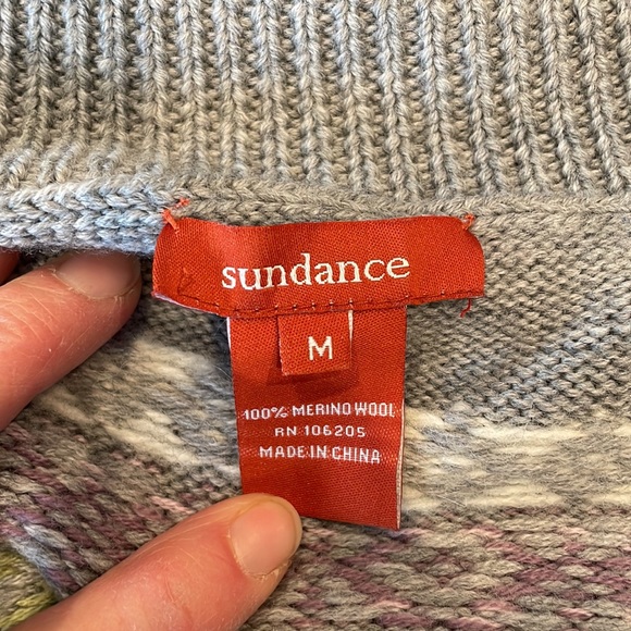 Sundance FairIsle cardigan - grey / snowflake sweater- size medium - Picture 5 of 5